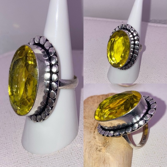 4pcs Handmade Ring Set Citrine Mookaite Jasper Amber Gemstone Halo Ring Size 7.5 - Picture 5 of 8